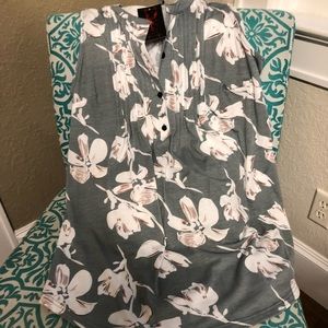 Reborn Gray Floral Notch Neck Sleeveless Tunic SZL